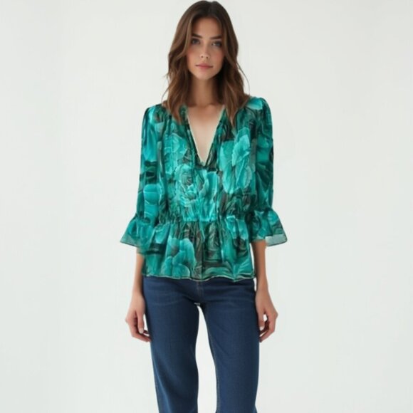 ❤️ Zara Floral Flowy Top S - Picture 1 of 11